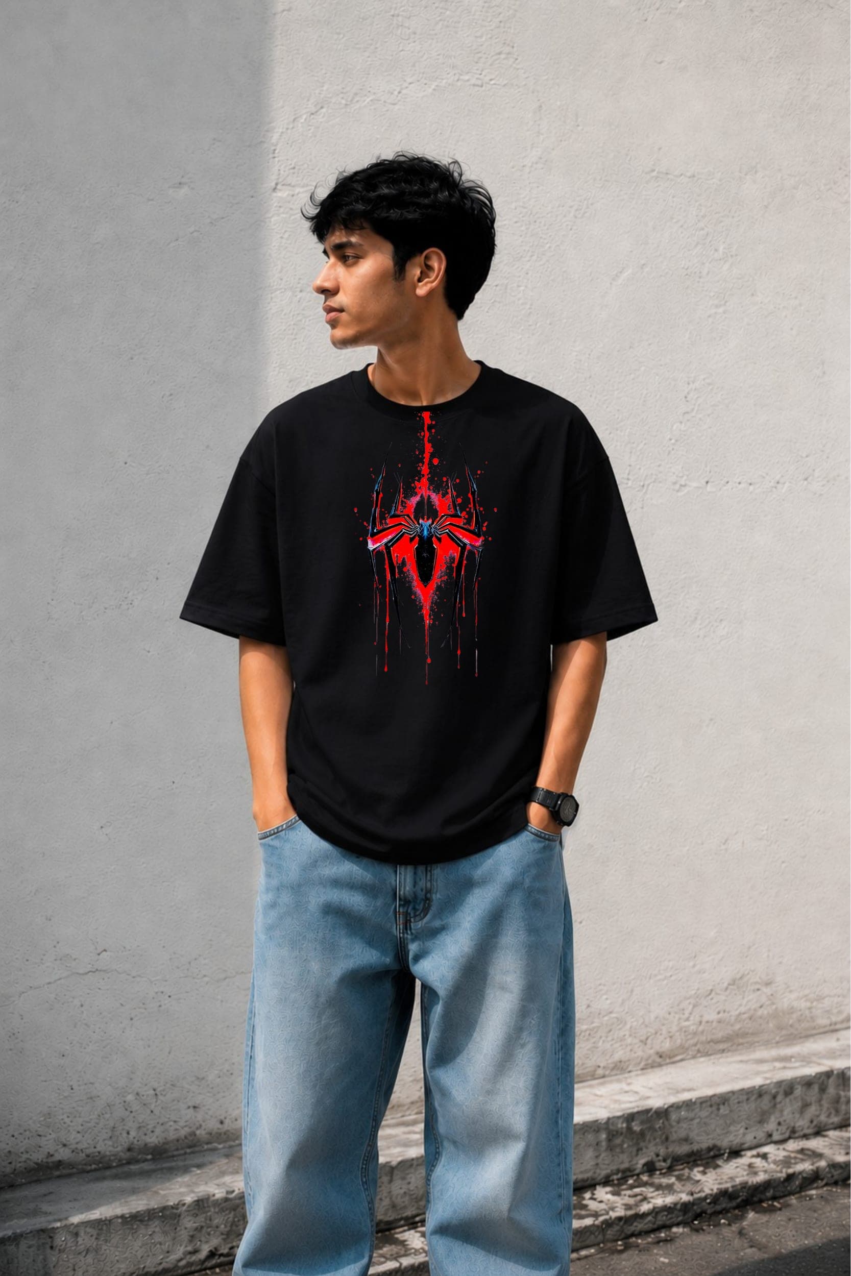 Spider Shadow Oversized Graphic T-Shirt for Men
