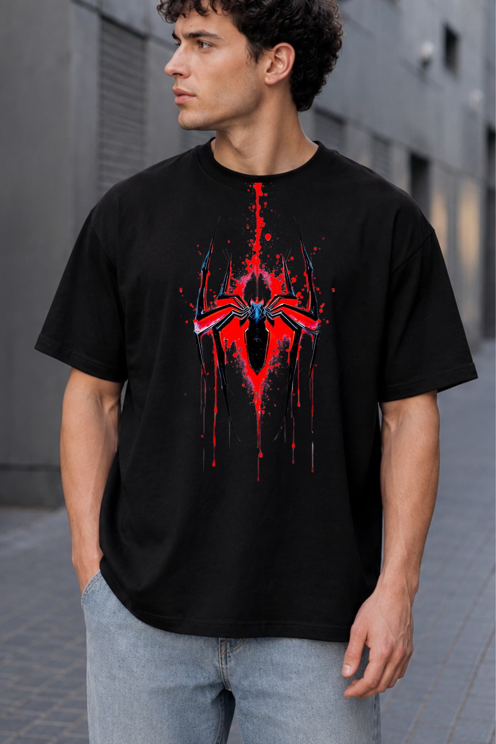 Spider Shadow Oversized Graphic T-Shirt for Men alternate