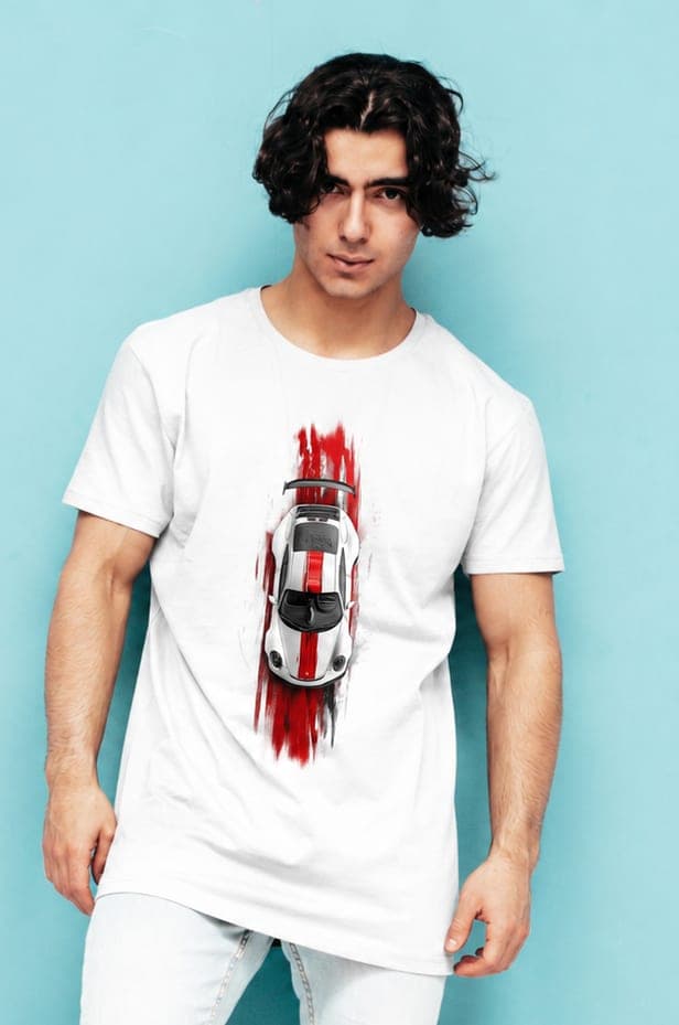 Men's Sports Car Graphic T-Shirt โ White