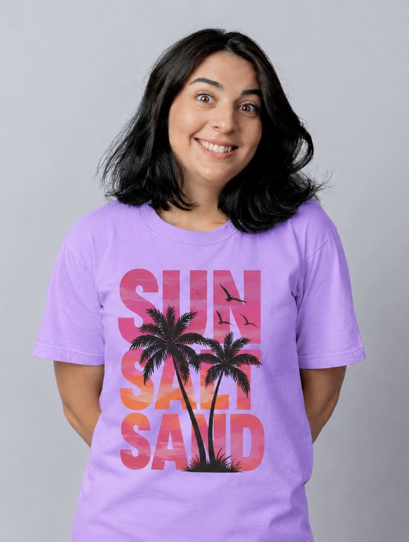 Women's "SUN SALT SAND" Graphic T-Shirt โ Lavender