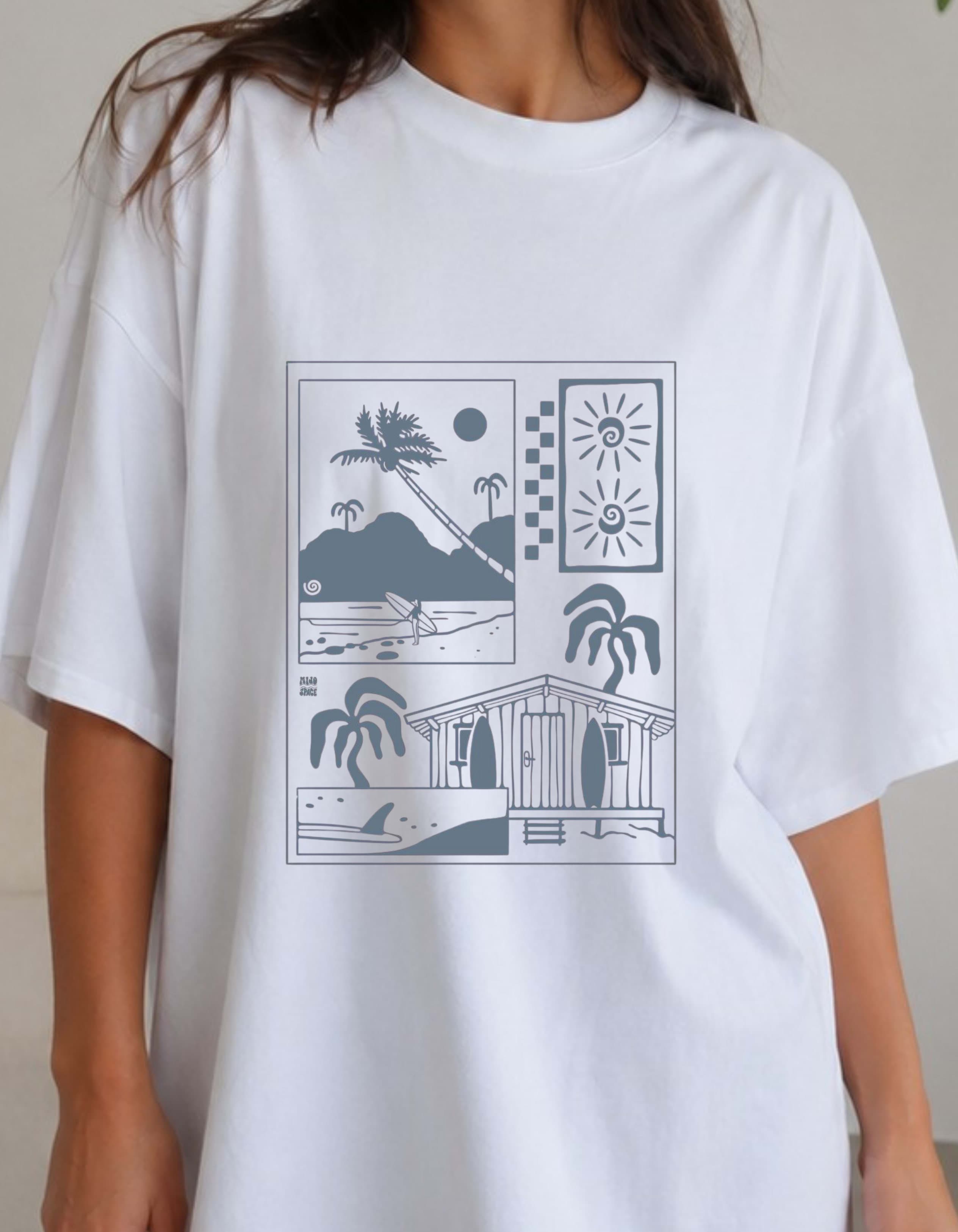 Coastal Escape Oversized Graphic T-Shirt for Women