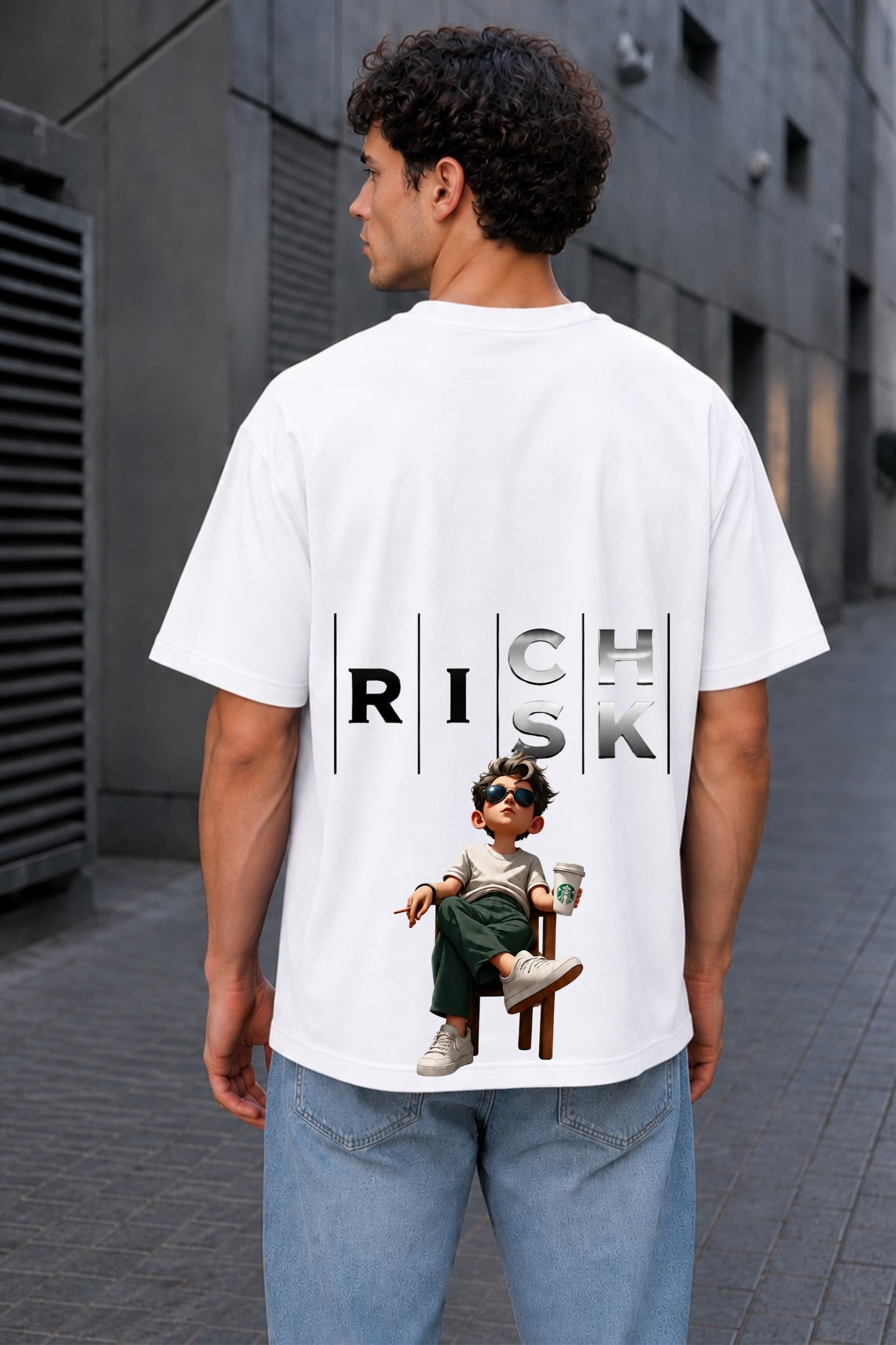 Focus. Risk. Premium Oversized Graphic T-Shirt for Men alternate