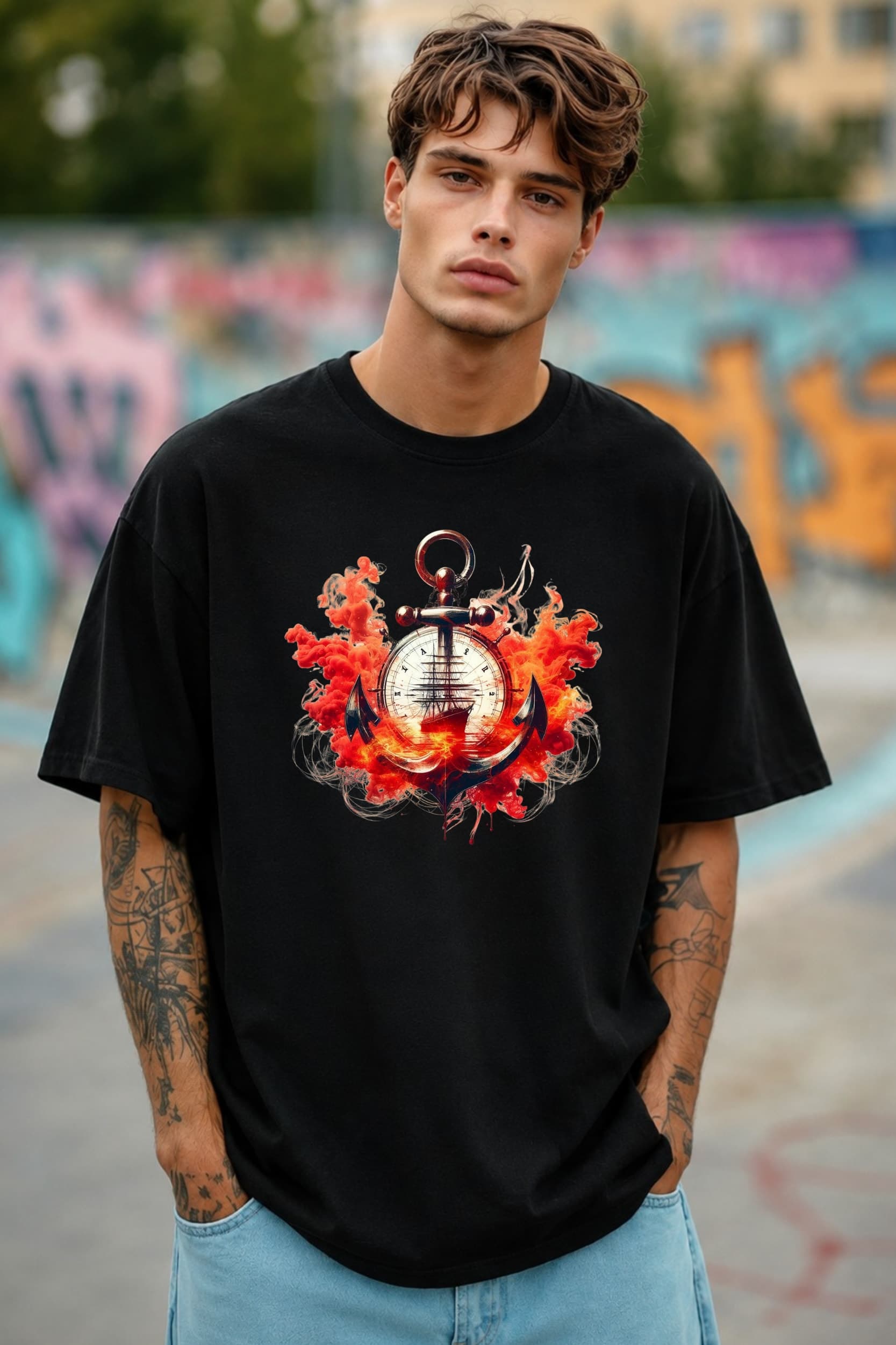 Anchor Legacy Oversized Graphic T-Shirt for Men