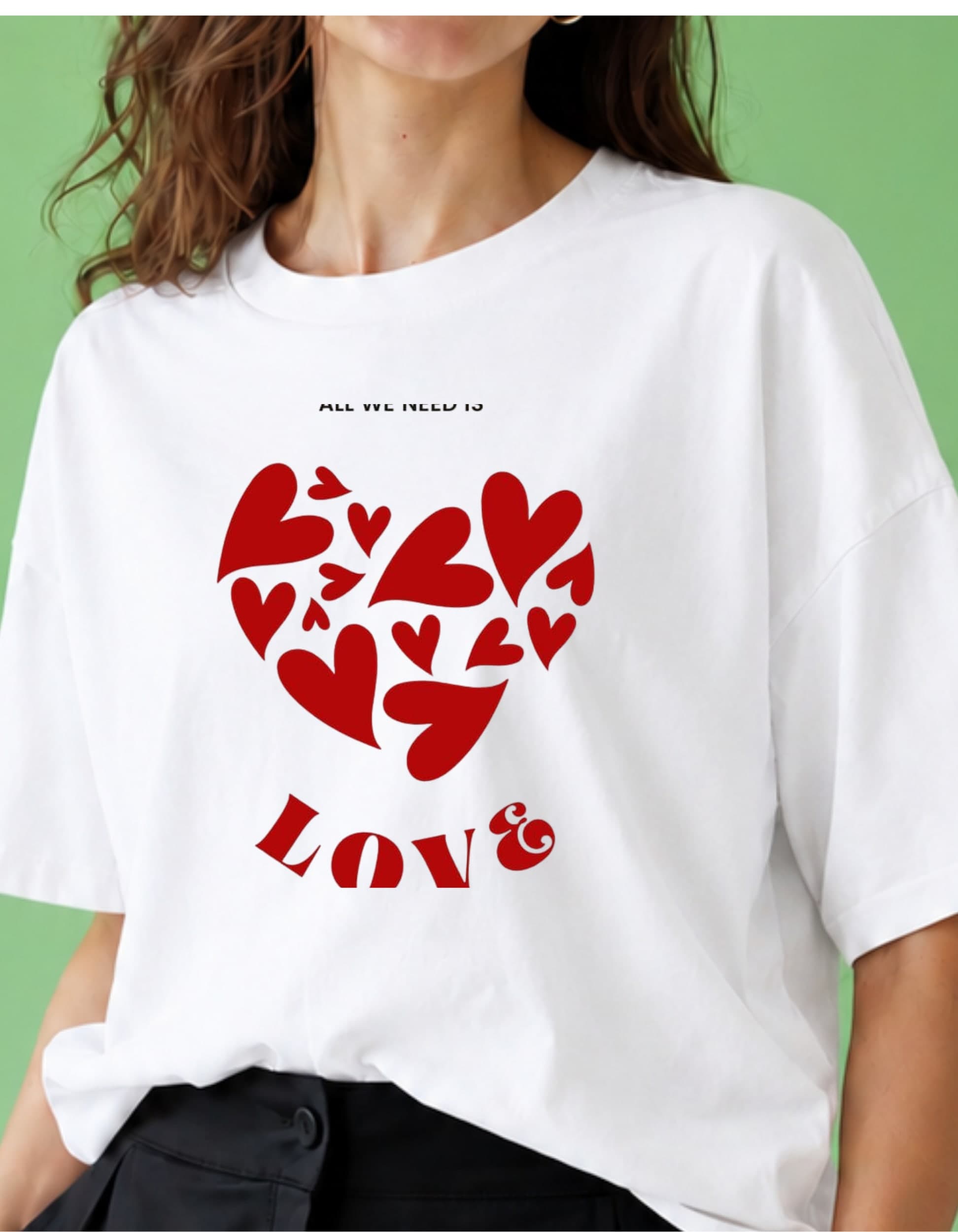 All We Need Is Love Oversized Graphic T-Shirt for Women alternate
