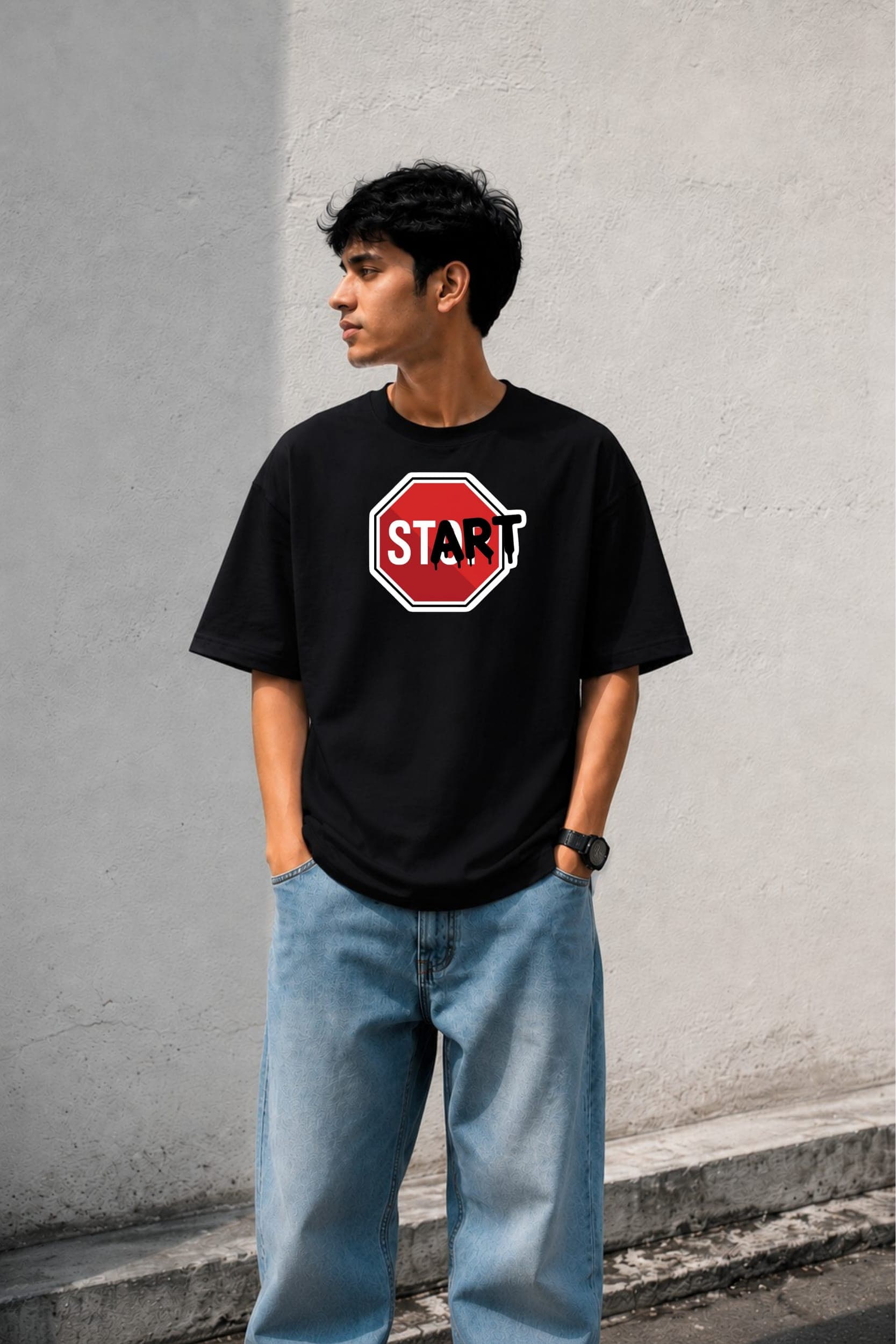 Start Now Oversized Graphic T-Shirt โ Men alternate