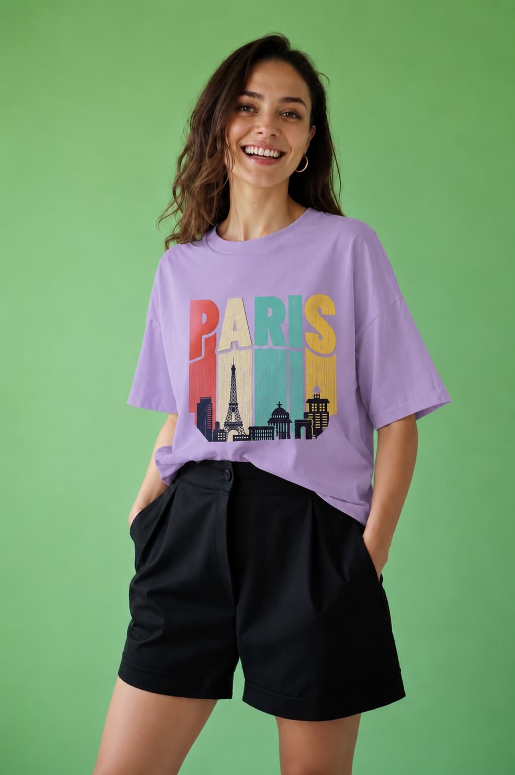 Paris Vintage Graphic Unisex Oversized T-Shirt โ Lavender