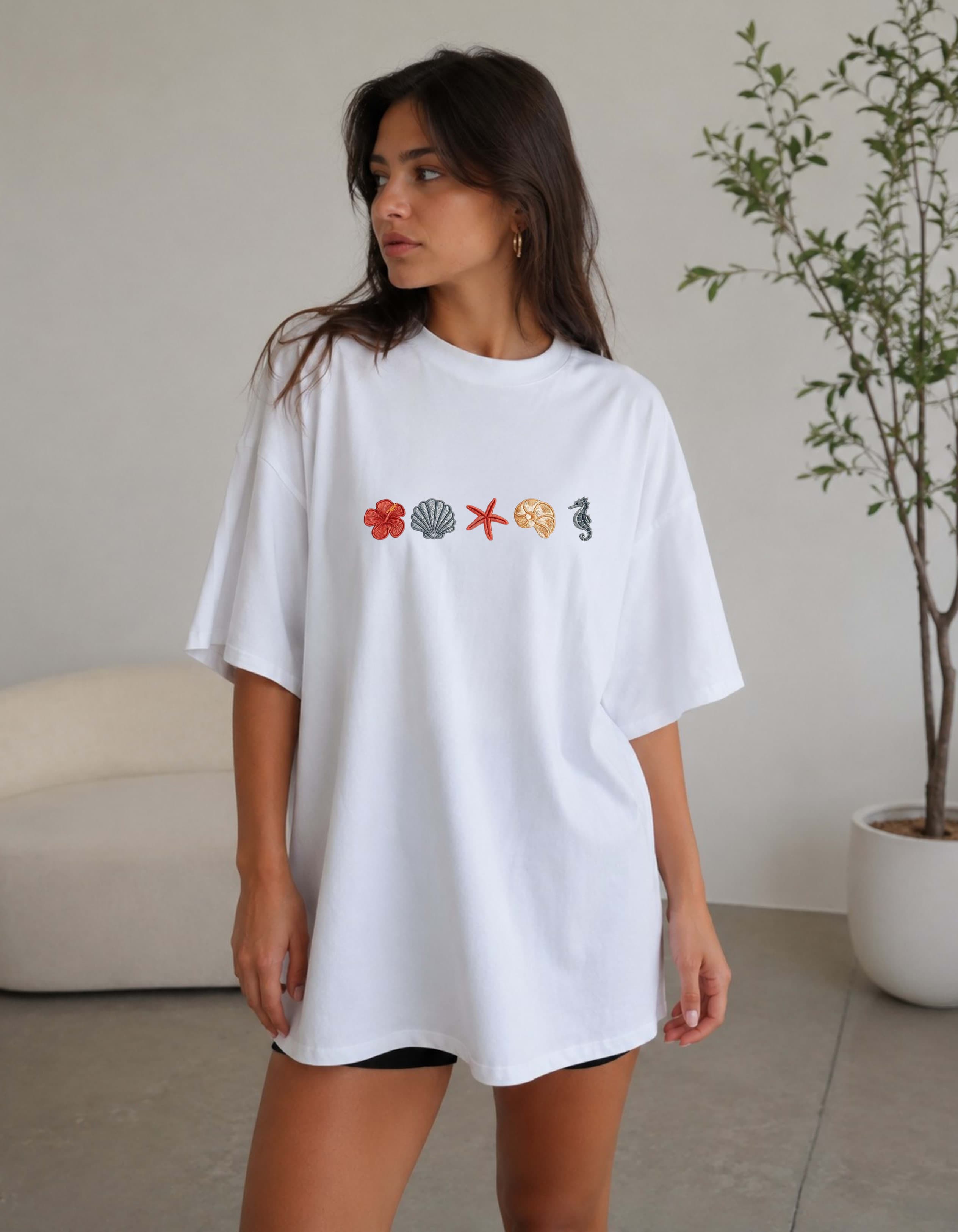 Coastal Treasures Oversized Graphic T-Shirt for Women