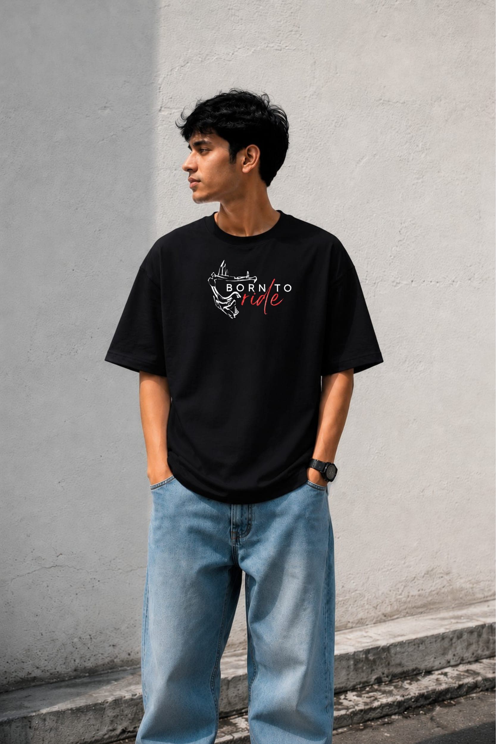 Born to Ride Oversized Racing Graphic T-Shirt for Men
