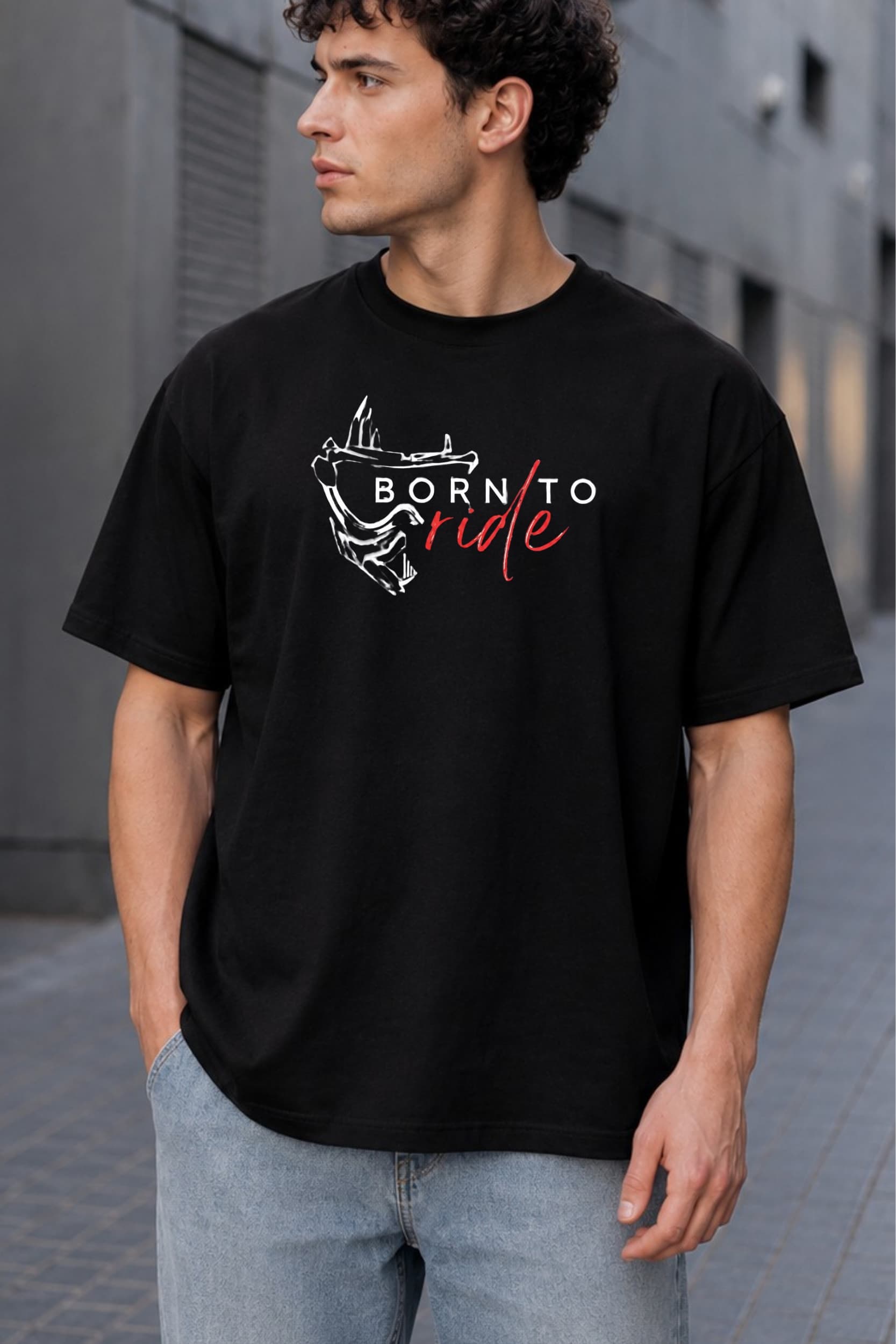 Born to Ride Oversized Racing Graphic T-Shirt for Men alternate