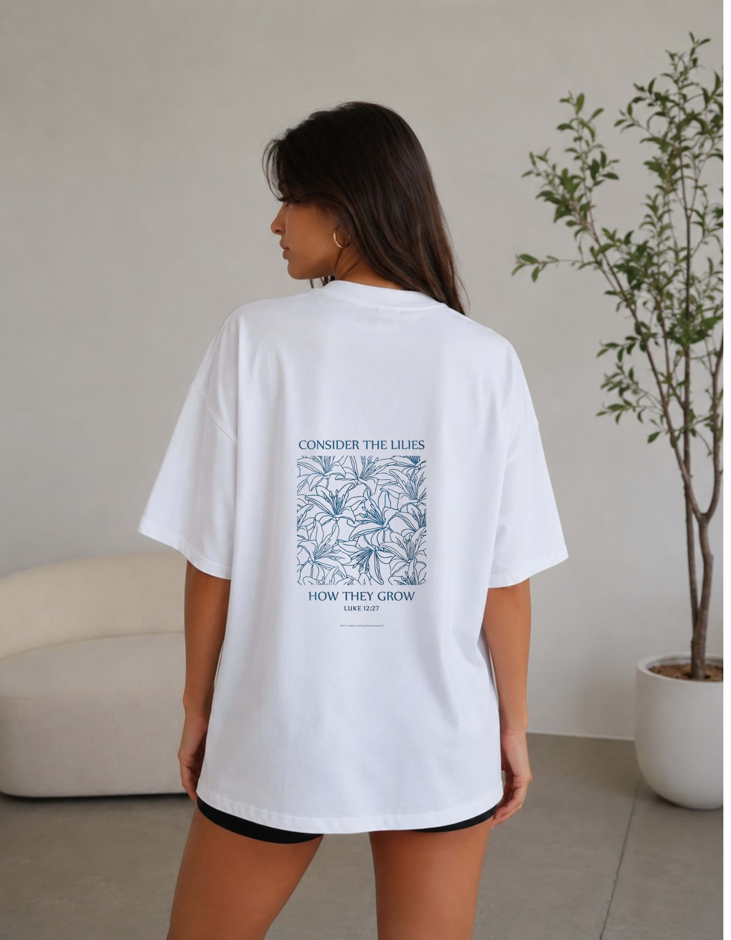 Consider the Lilies Oversized Graphic T-Shirt for Women