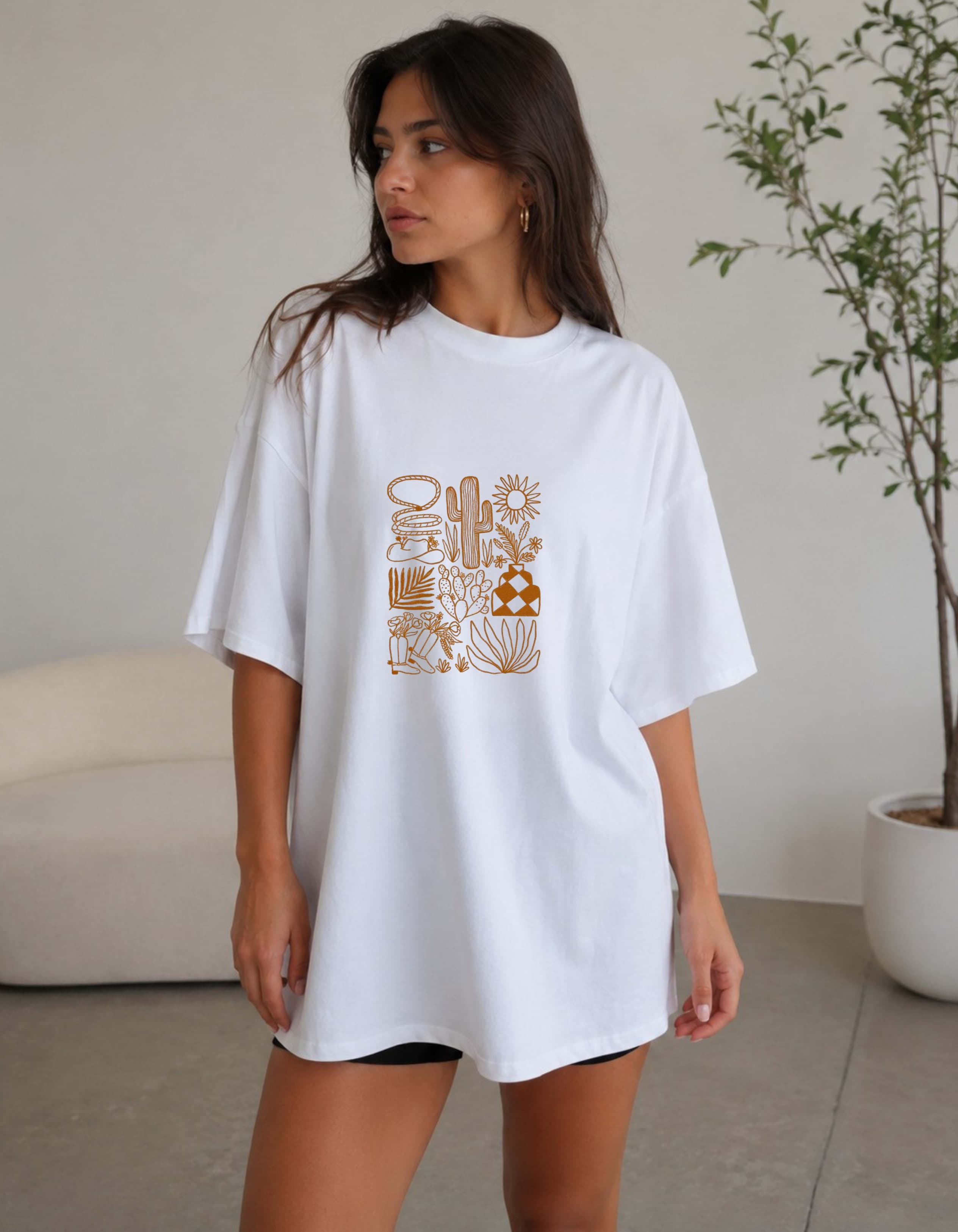 Desert Vibes Oversized Graphic T-Shirt for Women