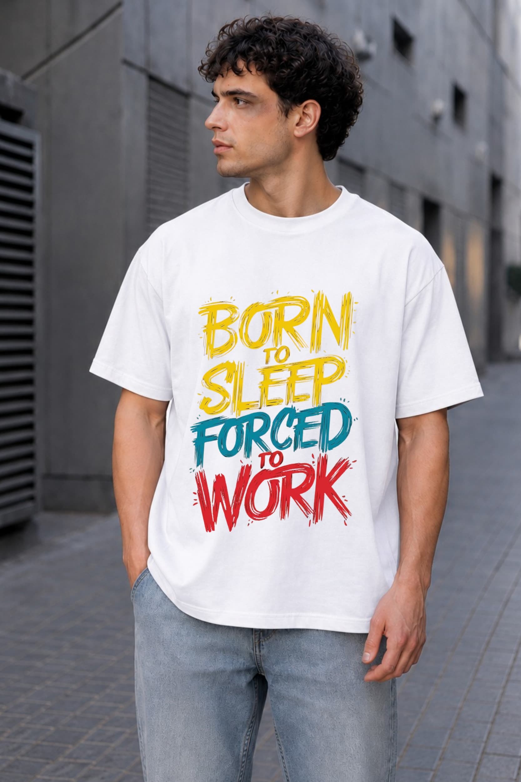 Born to Sleep Oversized Graphic T-Shirt for Men