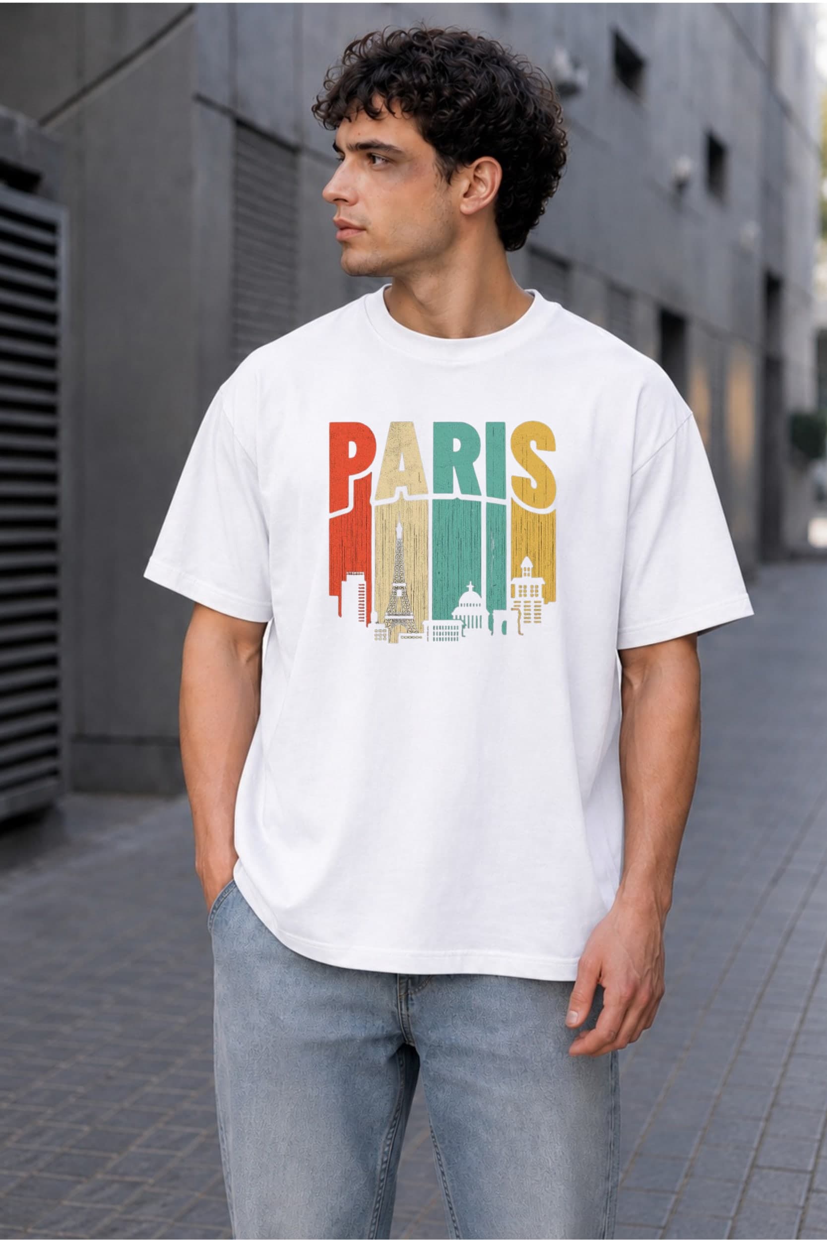 Paris Vintage Oversized Graphic T-Shirt for Unisex