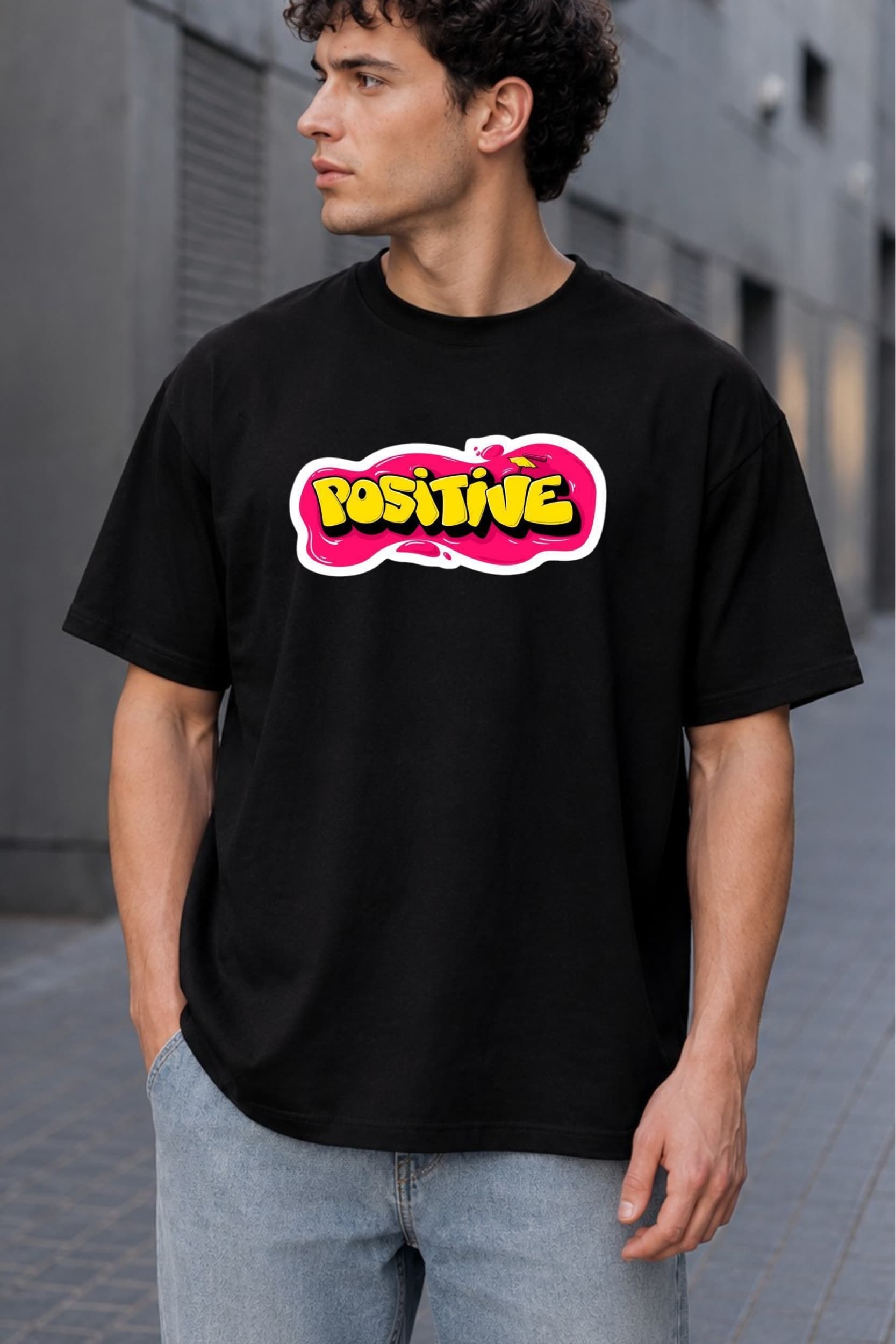 Positive Vibes Oversized Graphic T-Shirt for Men & Women