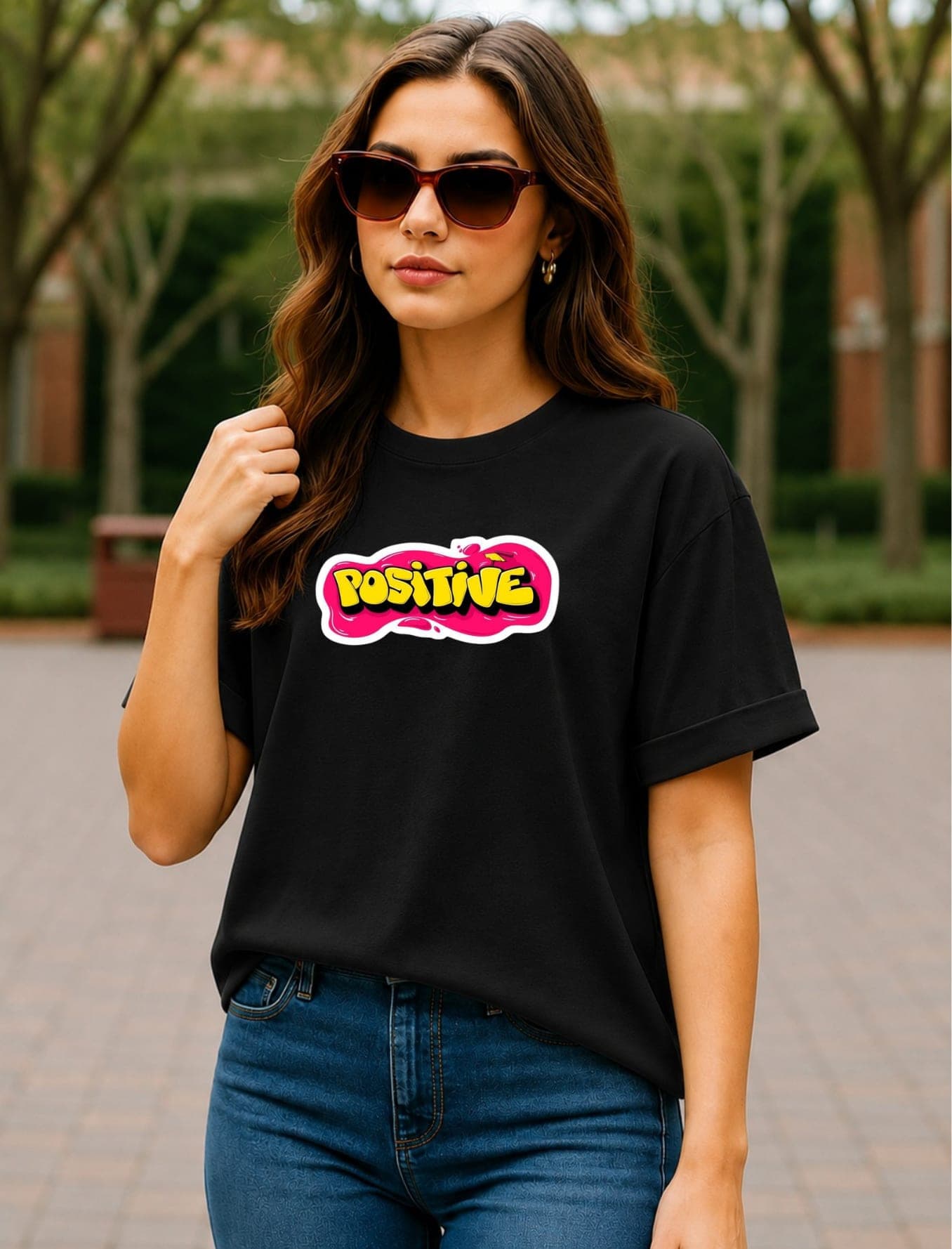 Positive Vibes Oversized Graphic T-Shirt for Men & Women alternate