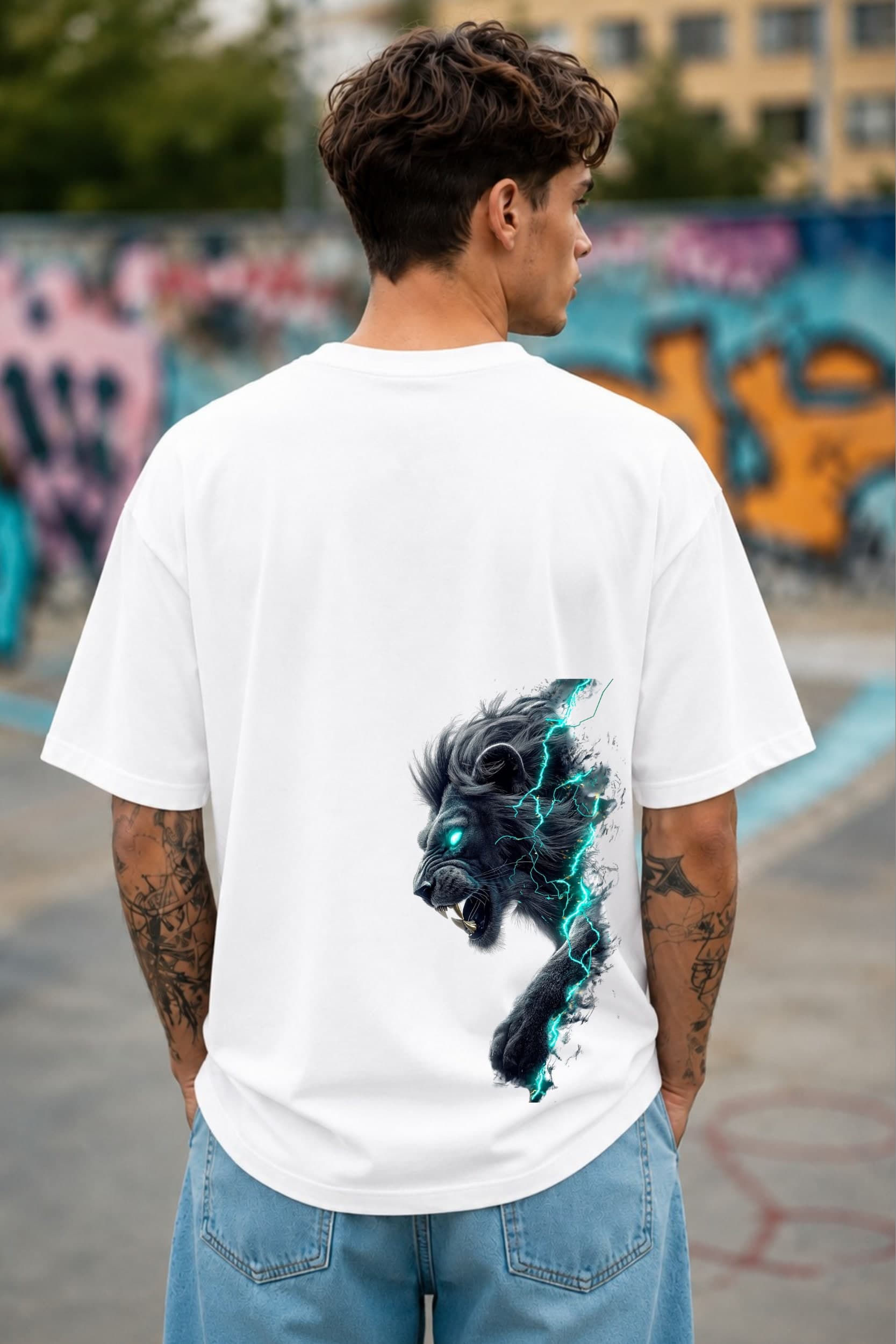 Thunder Beast Oversized Graphic T-Shirt โ Men's alternate