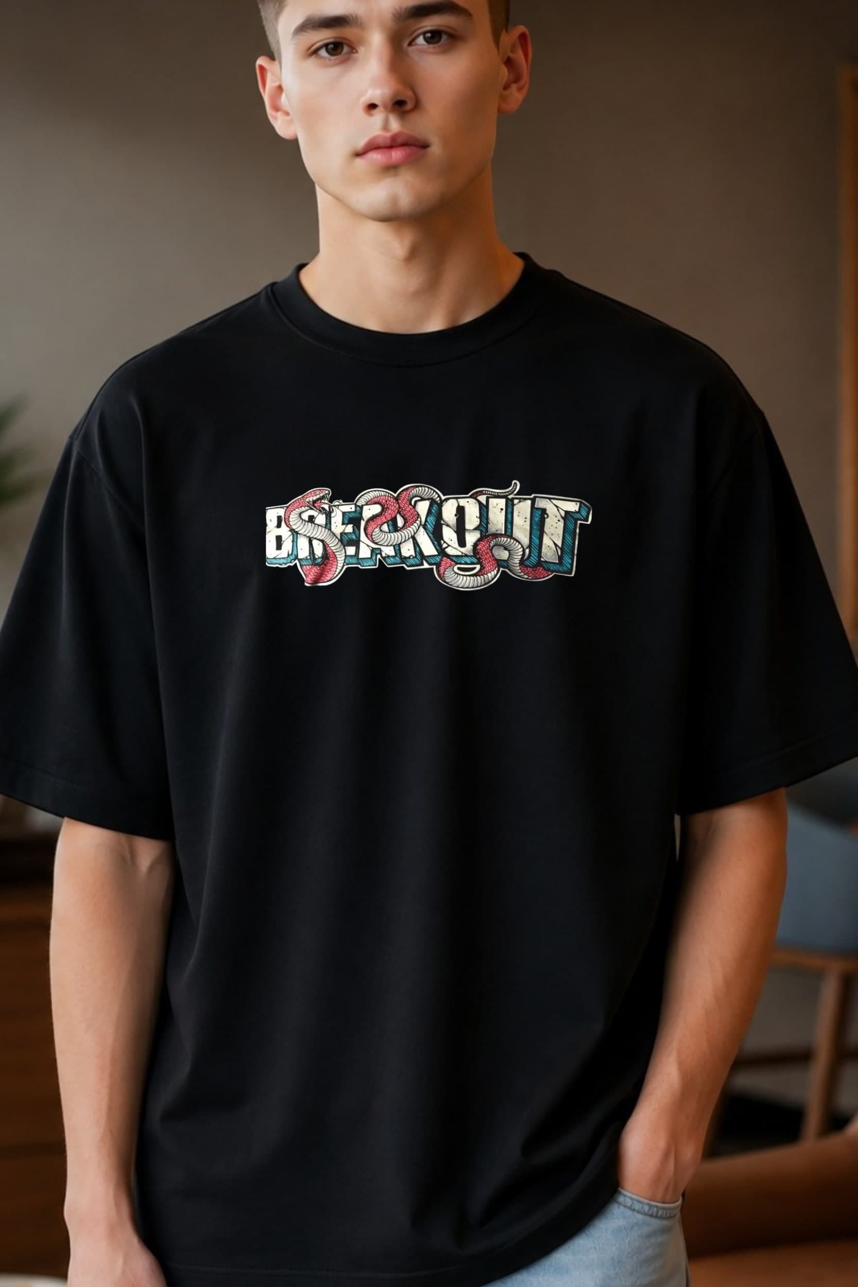๐ Snake Script Graphic Oversized T-Shirt alternate