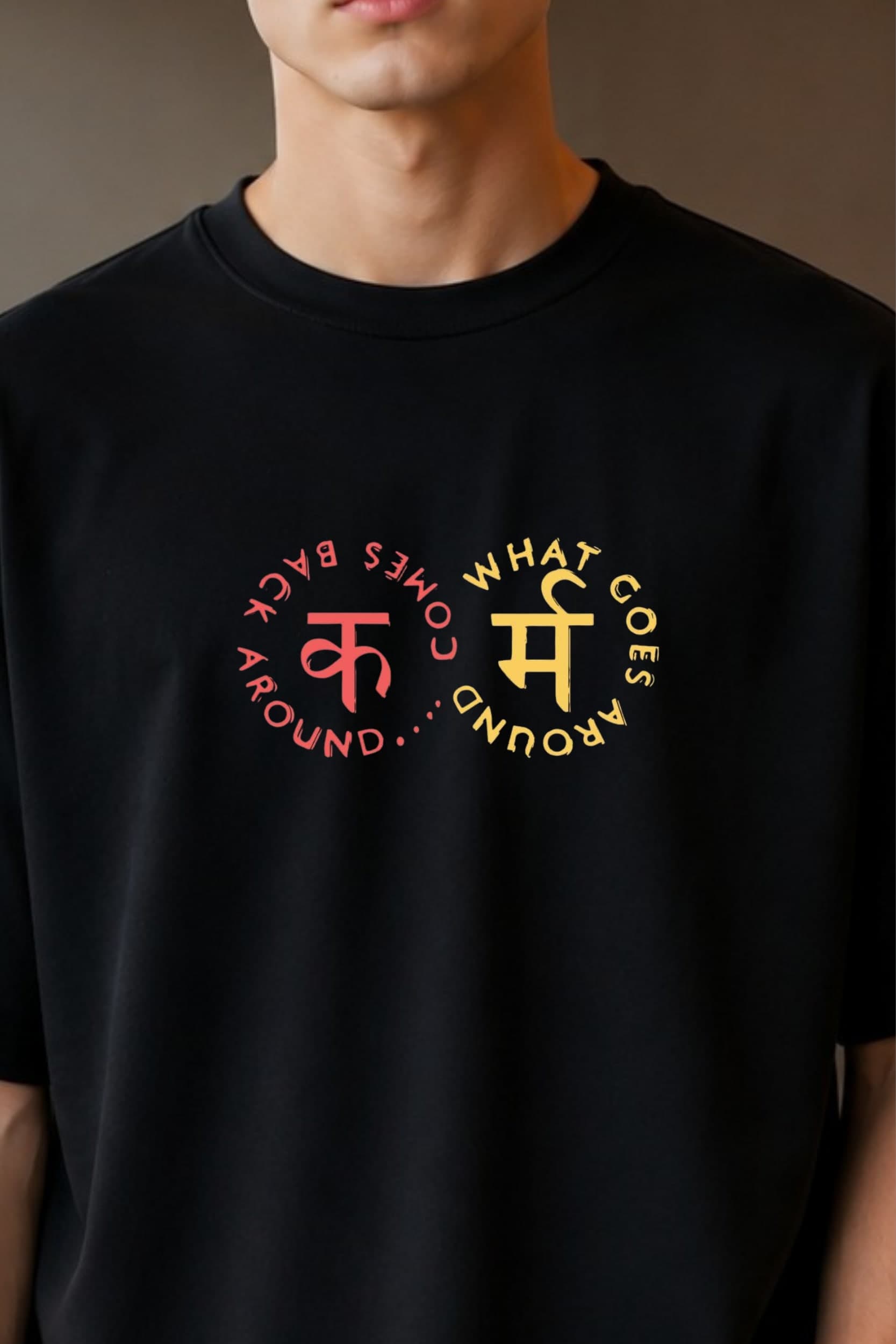 ๐ "Karma" Graphic Regular T-Shirt โ Black alternate
