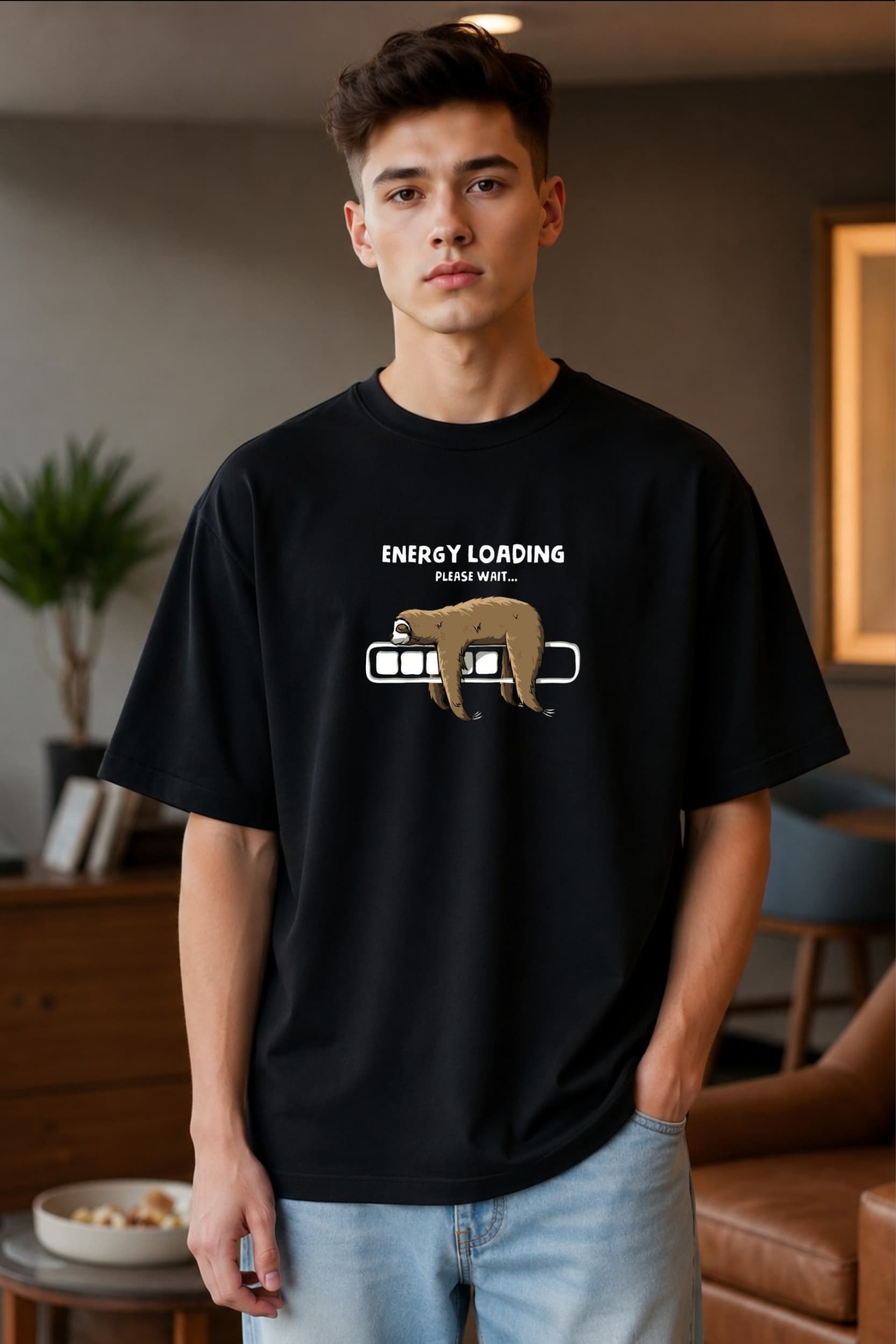 ๐ฆฅ Energy Loading Graphic Oversized T-Shirt