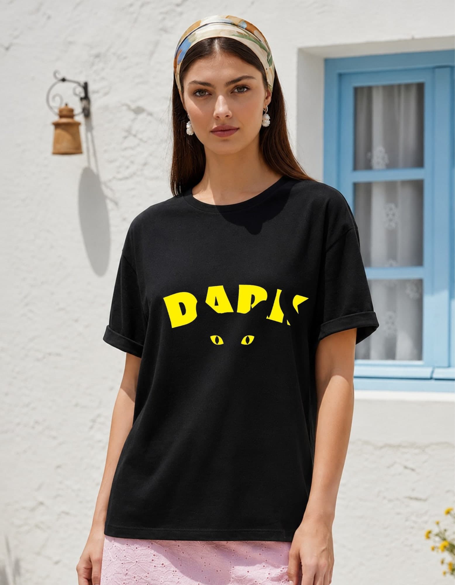 Dark Cat Oversized Graphic T-Shirt
