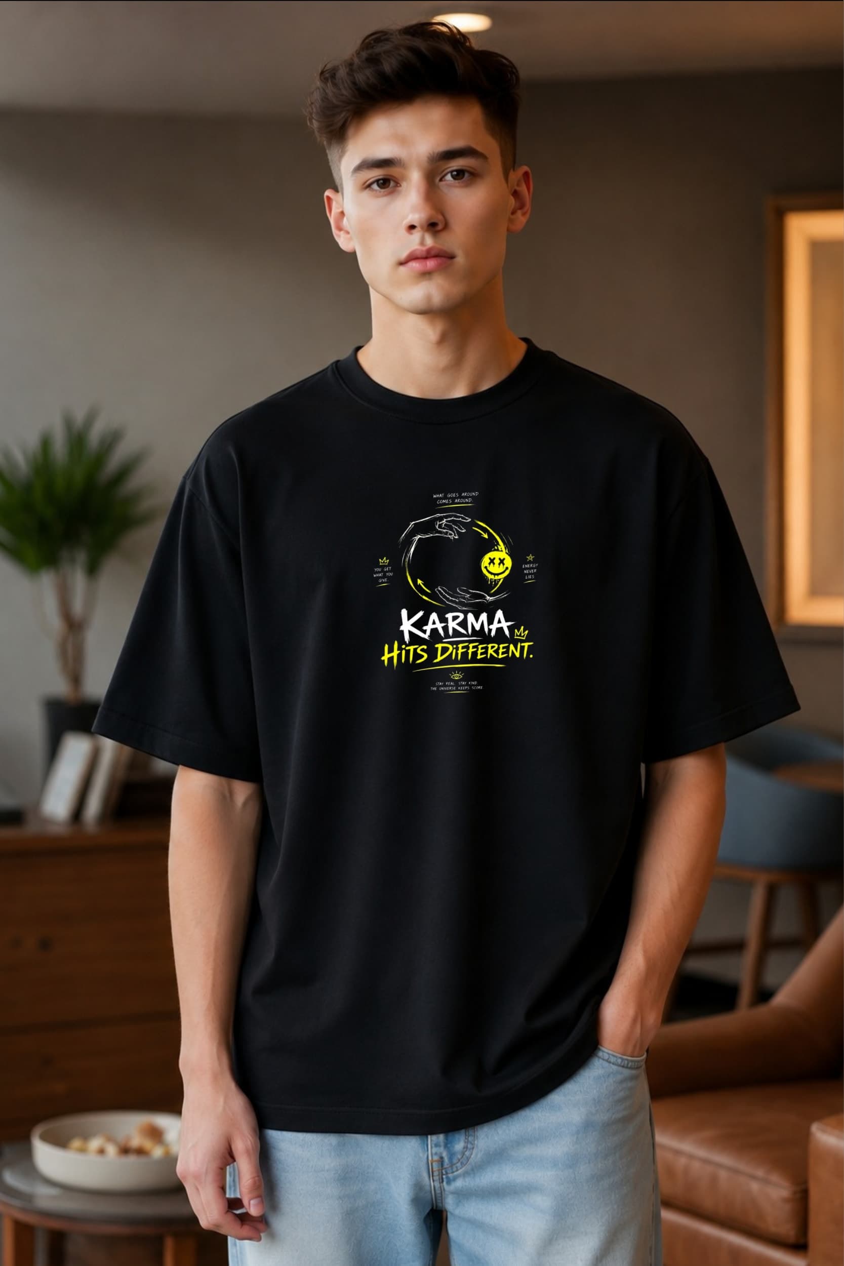 ๐คKarma Hits Different Oversized T-Shirt