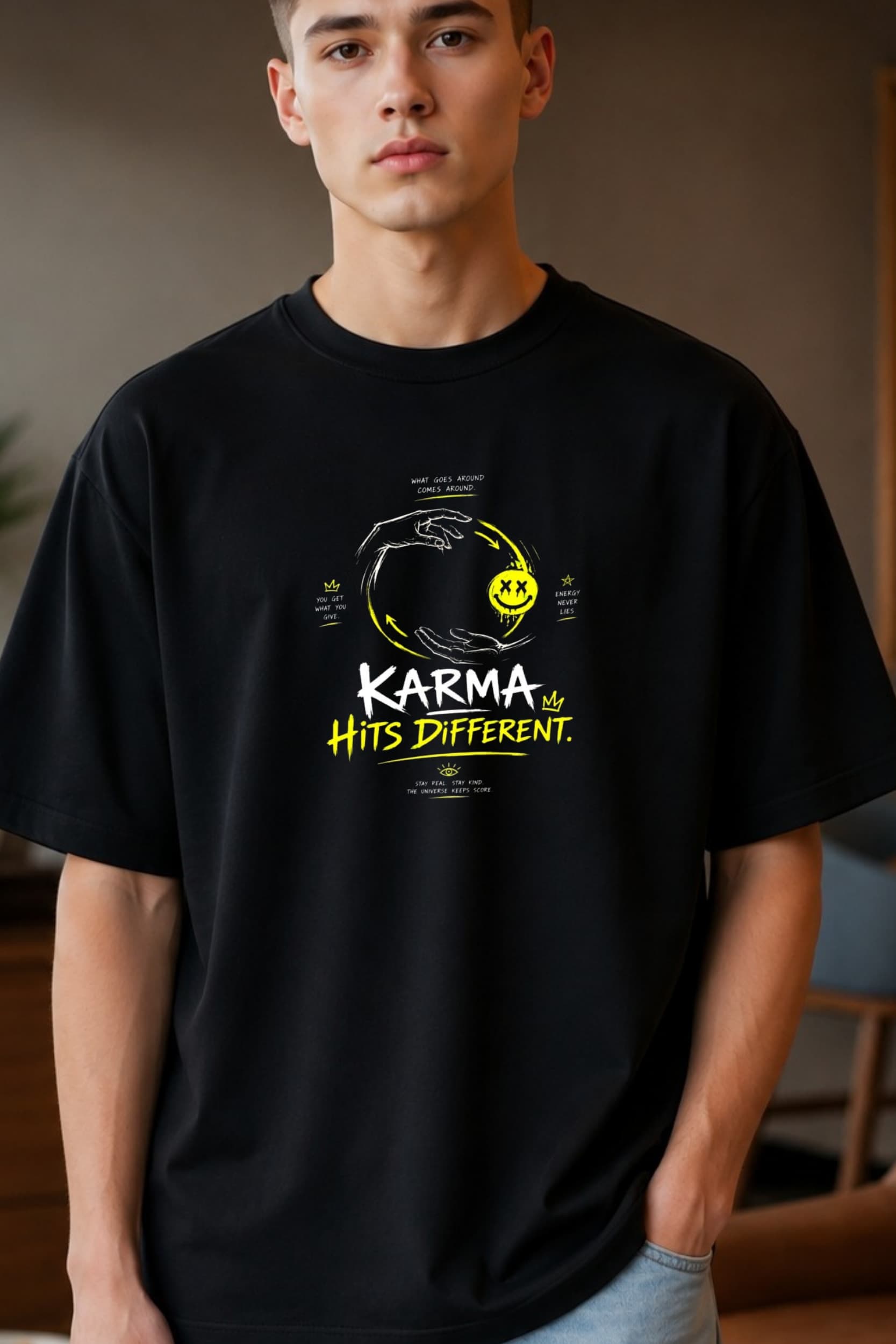๐คKarma Hits Different Oversized T-Shirt alternate