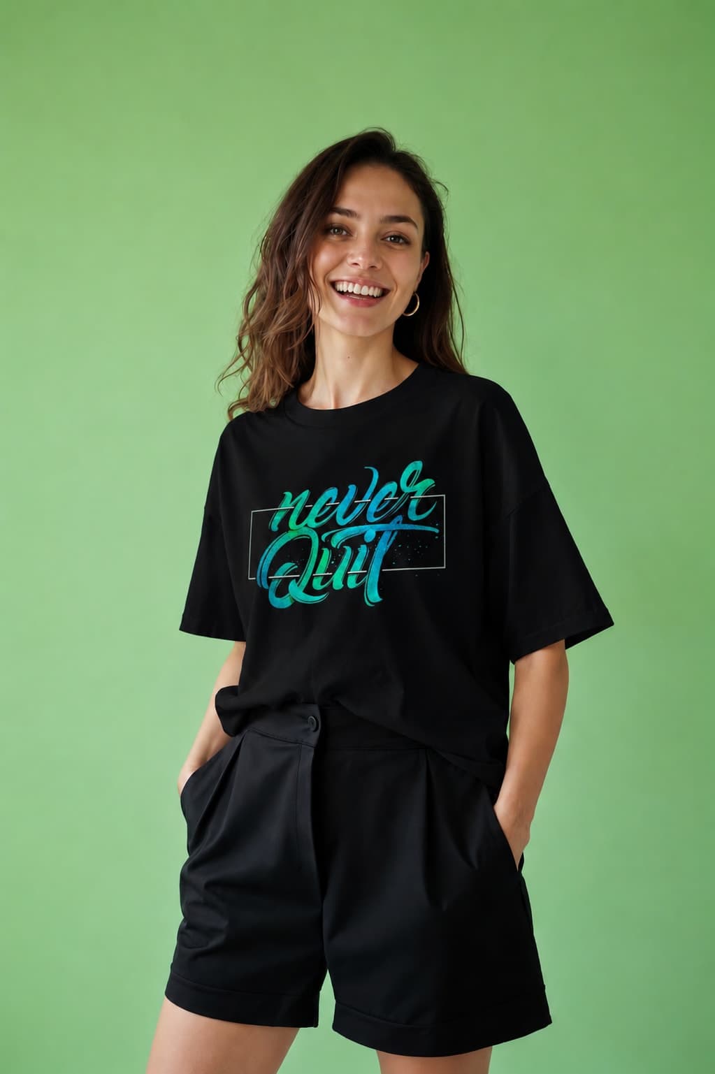 Never Quit Graphic Oversized T-Shirt