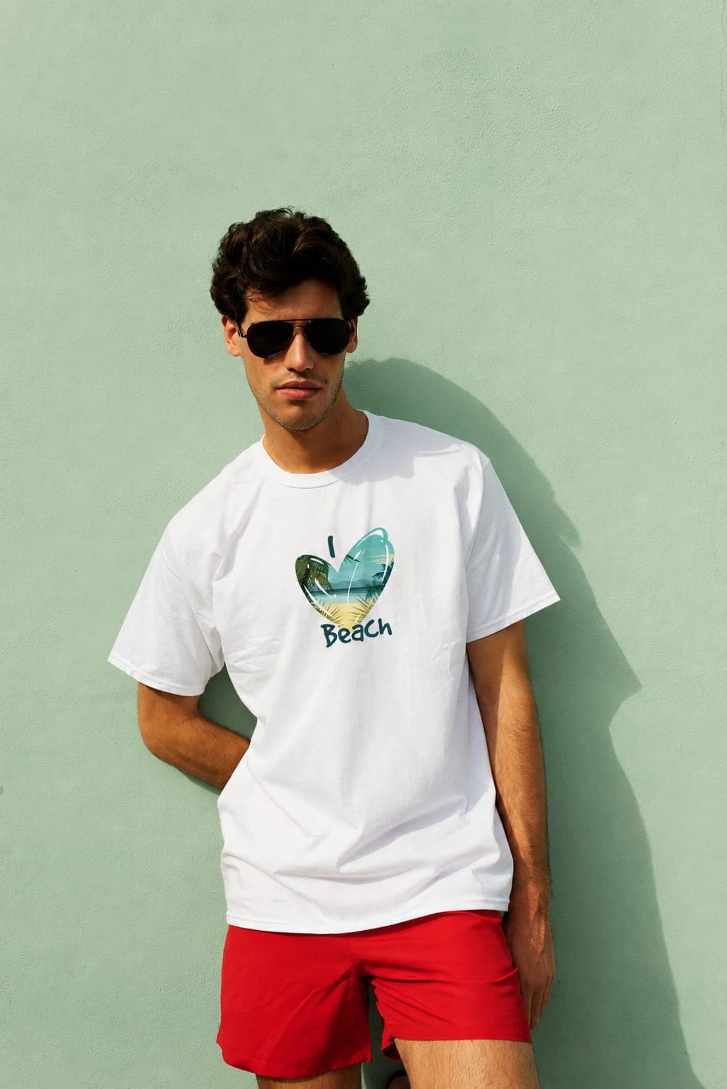 Men's "I โค๏ธ Beach" Graphic T-Shirt โ White alternate