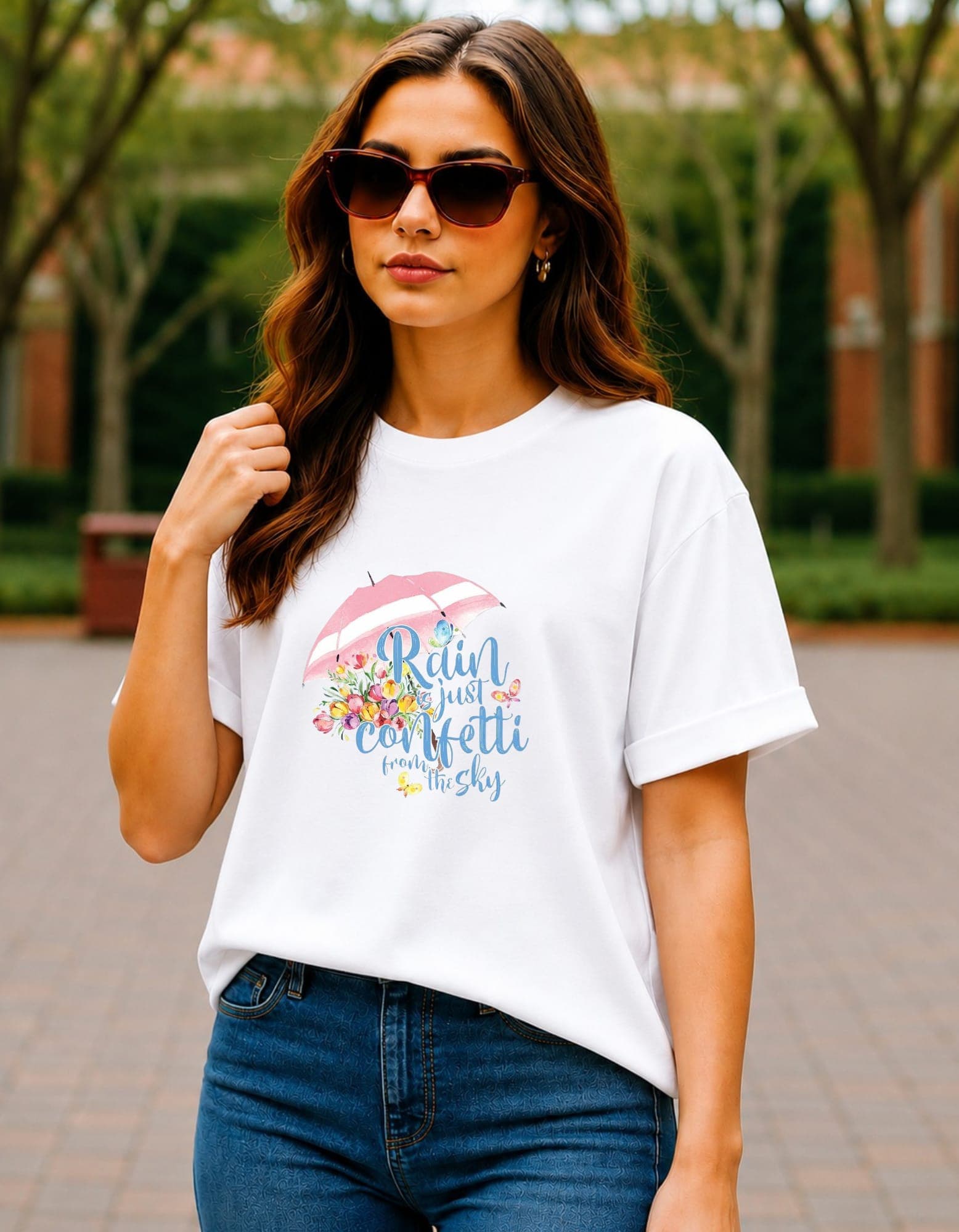 Rain Is Just Confetti From The Sky Oversized Graphic T-Shirt for Women