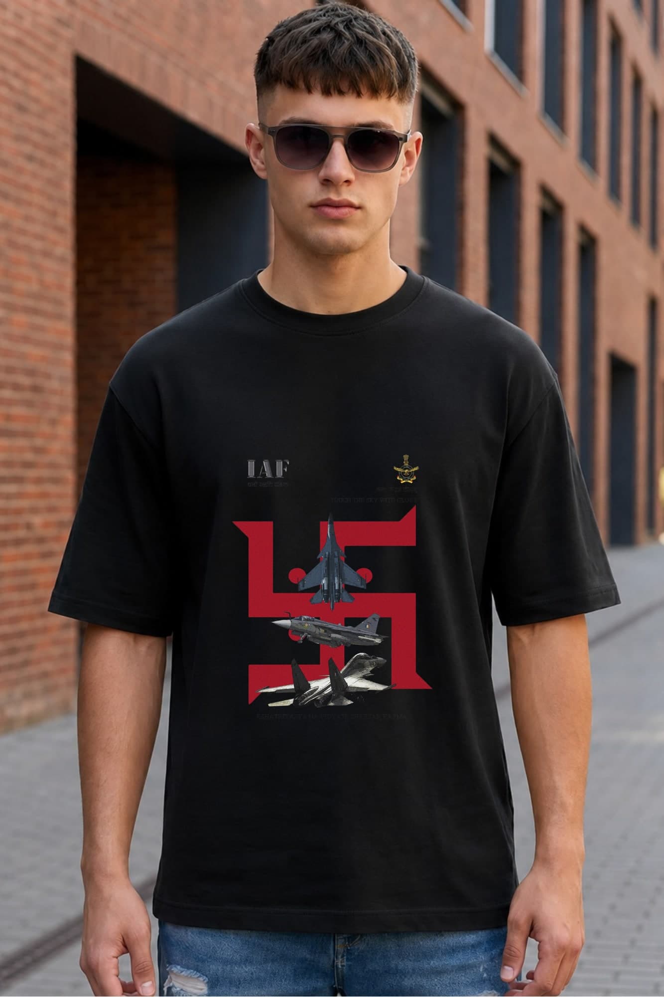 Indian Air Force Fighter Jet Oversized Graphic T-Shirt for Unisex