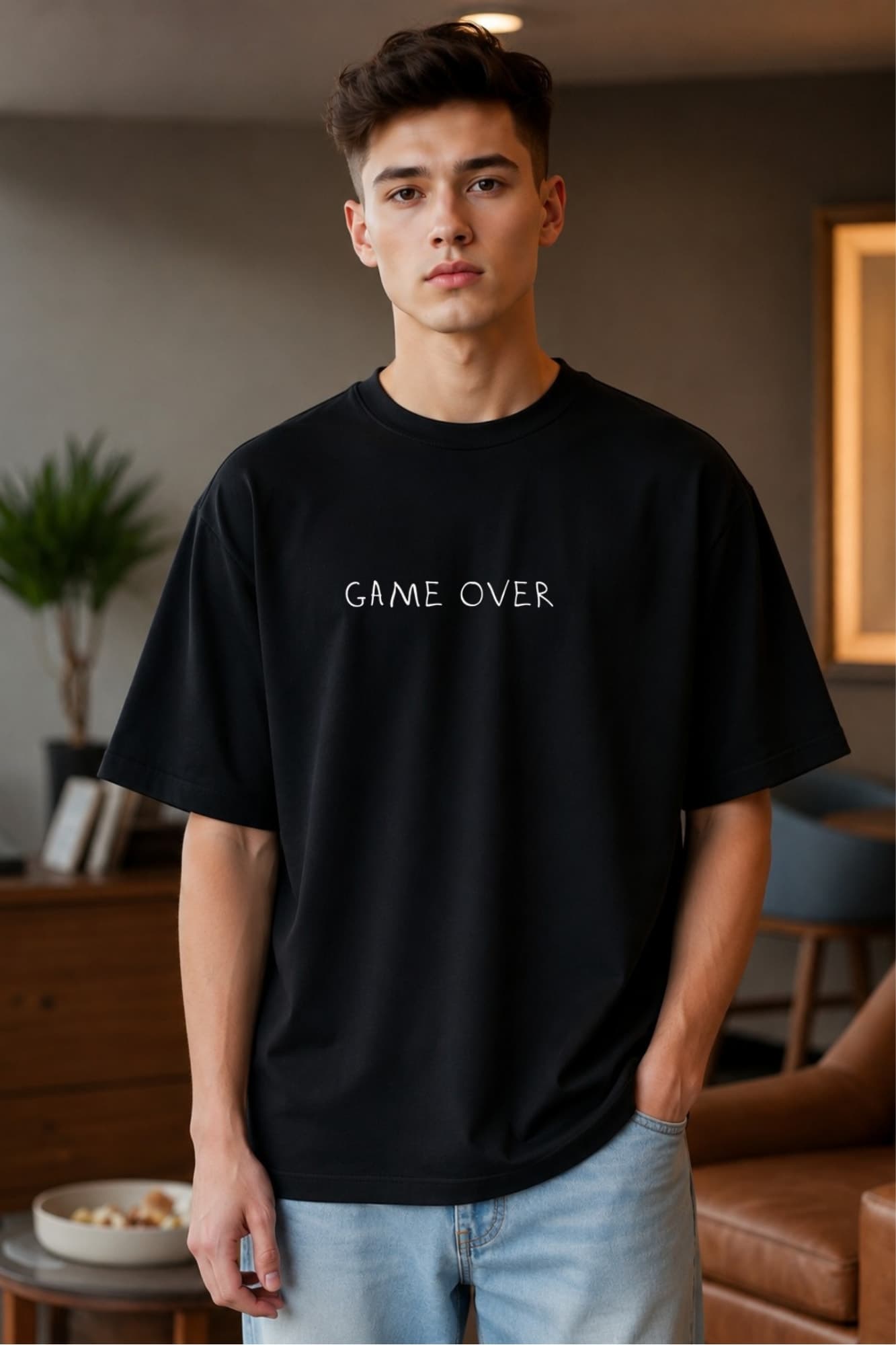Game Over Oversized Gaming Graphic T-Shirt โ Front & Back Print