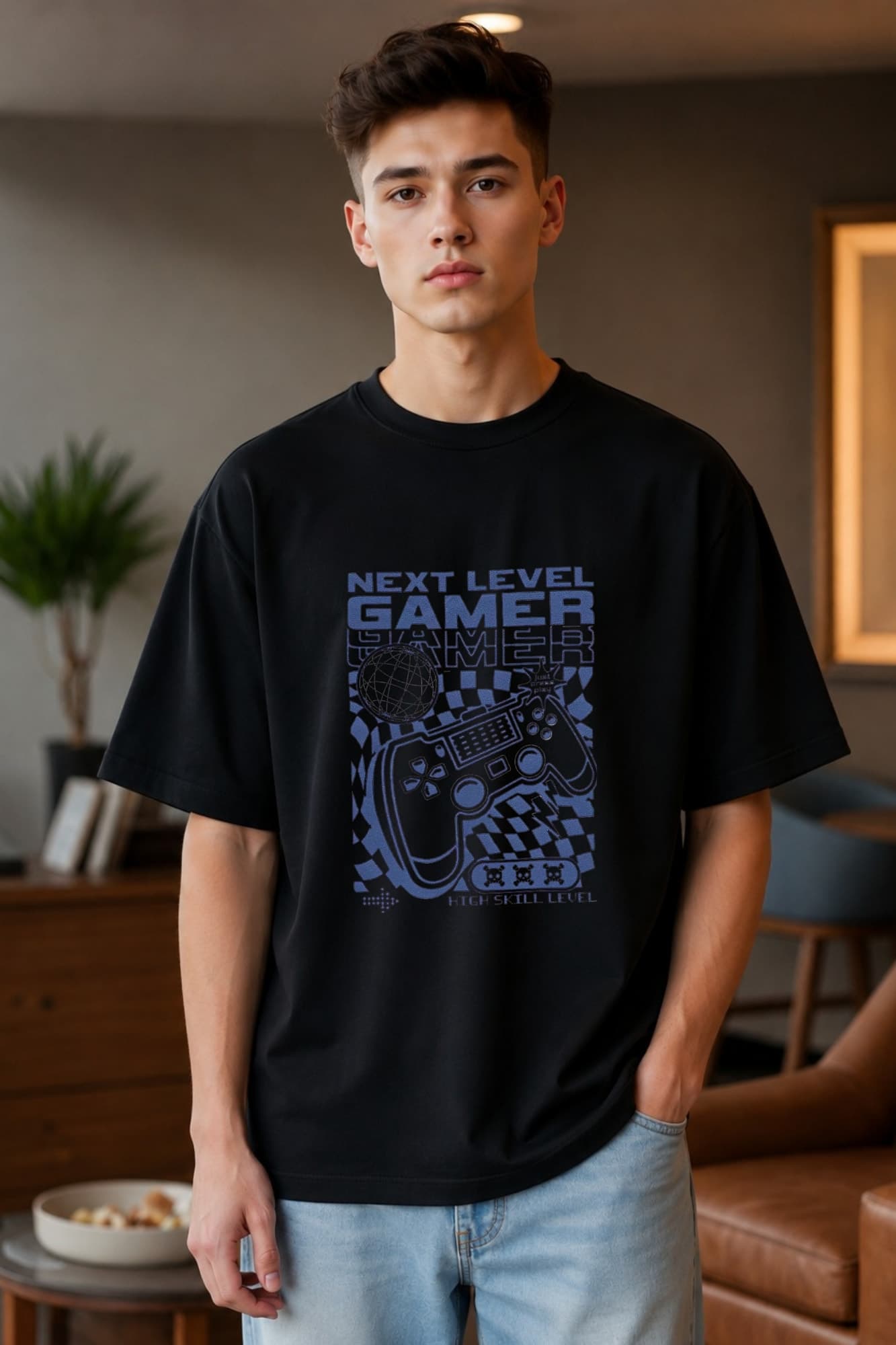 Next Level Gamer Oversized Graphic T-Shirt for Men