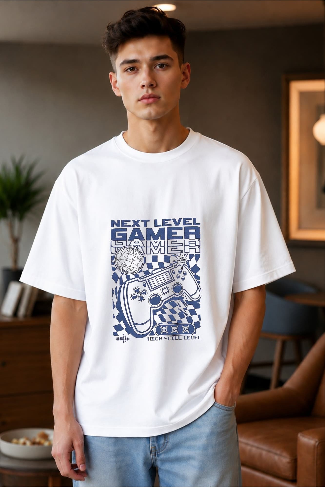 Next Level Gamer Oversized Graphic T-Shirt for Men alternate