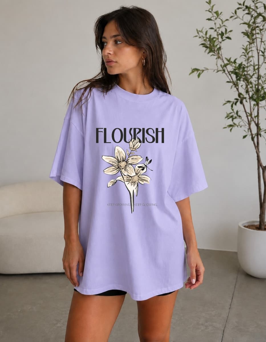 Flourish Oversized Graphic T-Shirt for Women