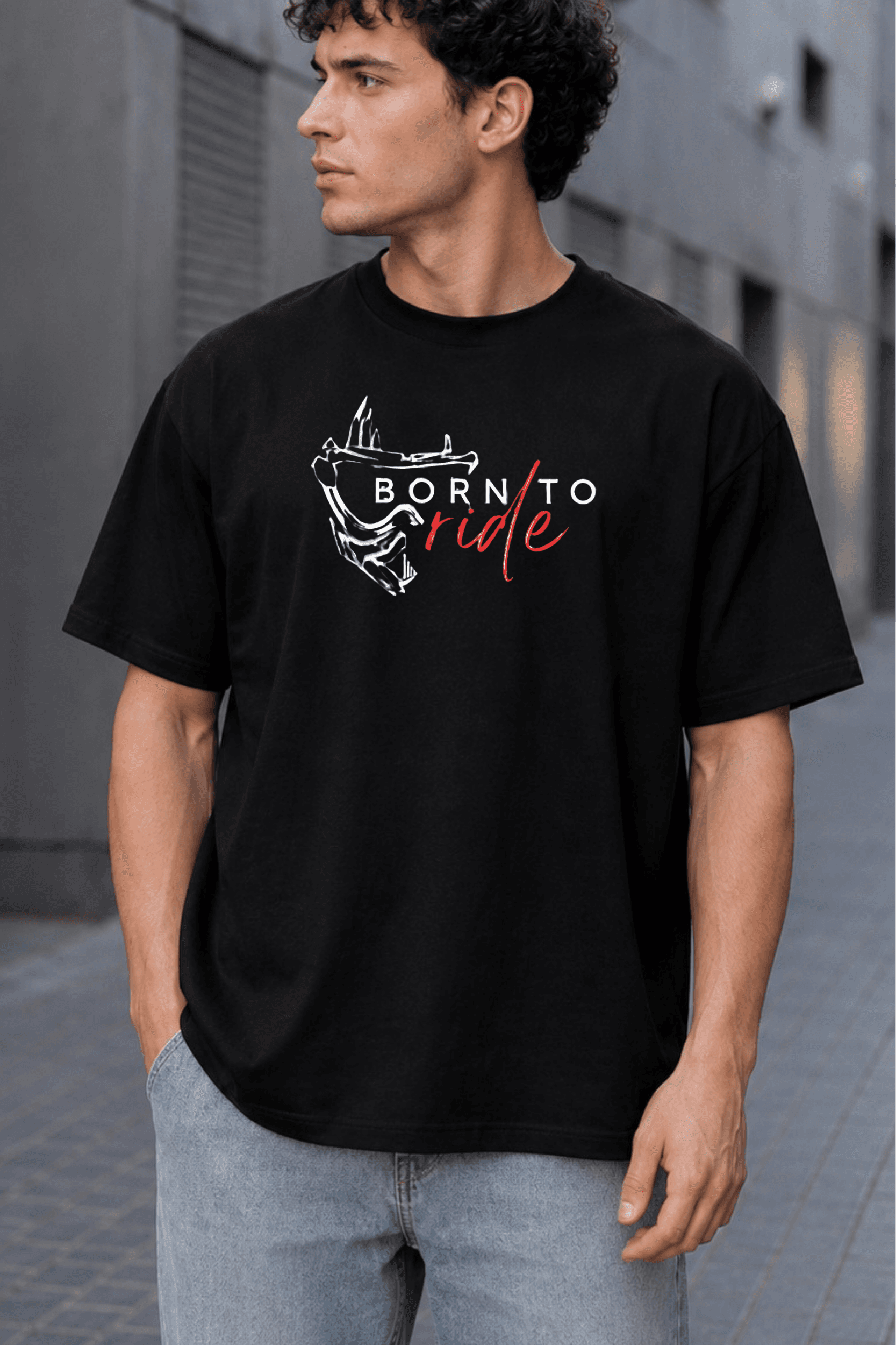 Born to Ride Oversized Racing Graphic T-Shirt for Men alternate